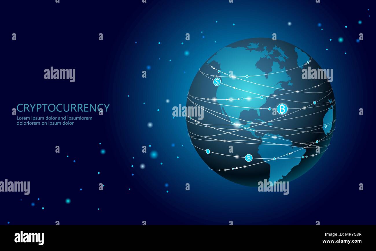 Planet Earth Cryptocurrency Bitcoin Sign Online Internet Network - 